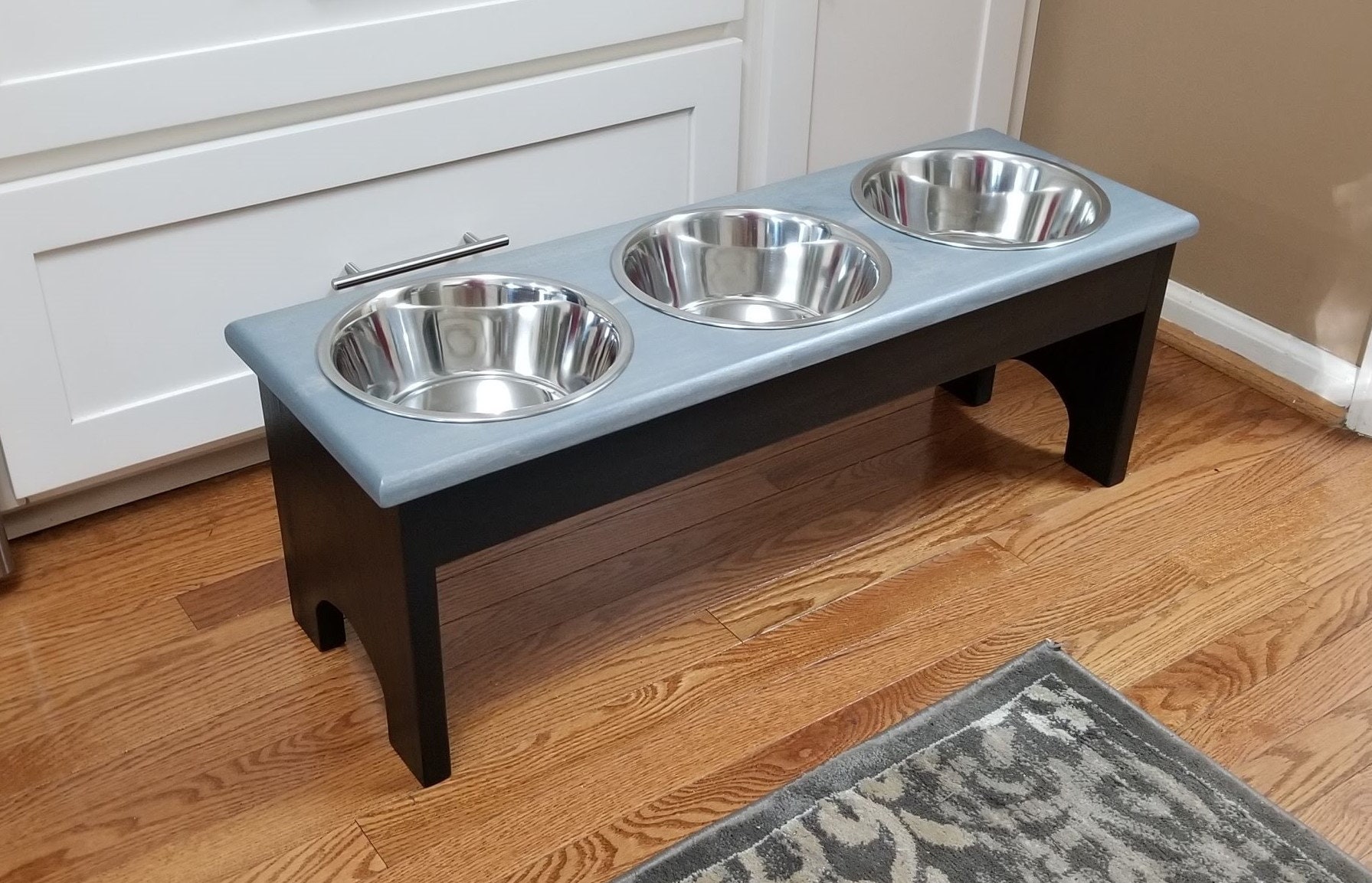 Large 3 Bowl Dog Feeder Personalized Dog Feeder Raised Pet Etsy