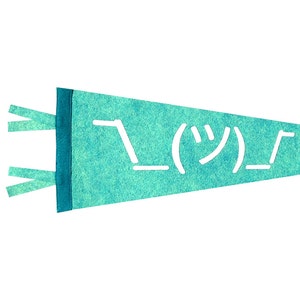 Shrug face emoji pennant (aqua/turquoise)