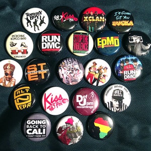 21 Old School Hip Hop 1 Buttons or Magnets FREE Shipping Run-dmc LL ...