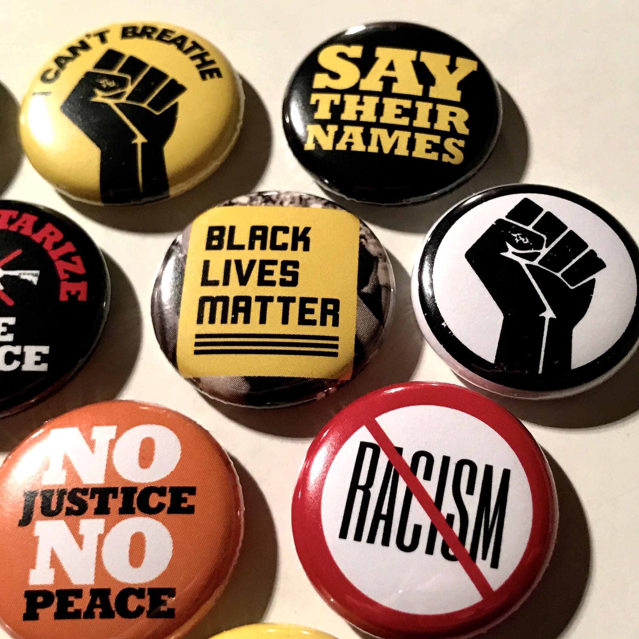 Black Lives Matter symbol c 1.5" button pin back B.L.M.