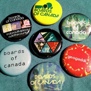 7 Boards Of Canada 1" Buttons or Magnets - FREE Shipping - Electronic Aphex Twin EBM Ambient Orb