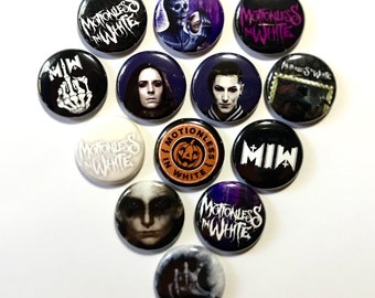 13 Motionless In White 1" Buttons - FREE SHIPPING - Disguise, goth, metal