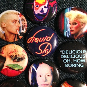 13 Liquid Sky 1&quot; Buttons or Magnets - FREE SHIPPING! - New Wave Film 1980s NYC Glam Fashion lgbtq Queer Cinema