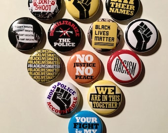 13 Black Lives Matter 1&quot; Buttons or Magnets  - FREE SHIPPING - BLM