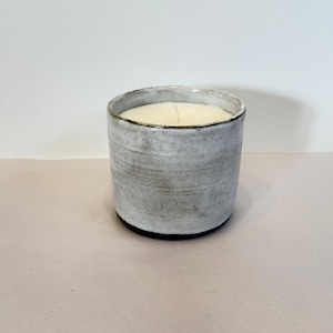 Handmade Ceramic Candle | White Stoneware Vessel | Reusable Pottery