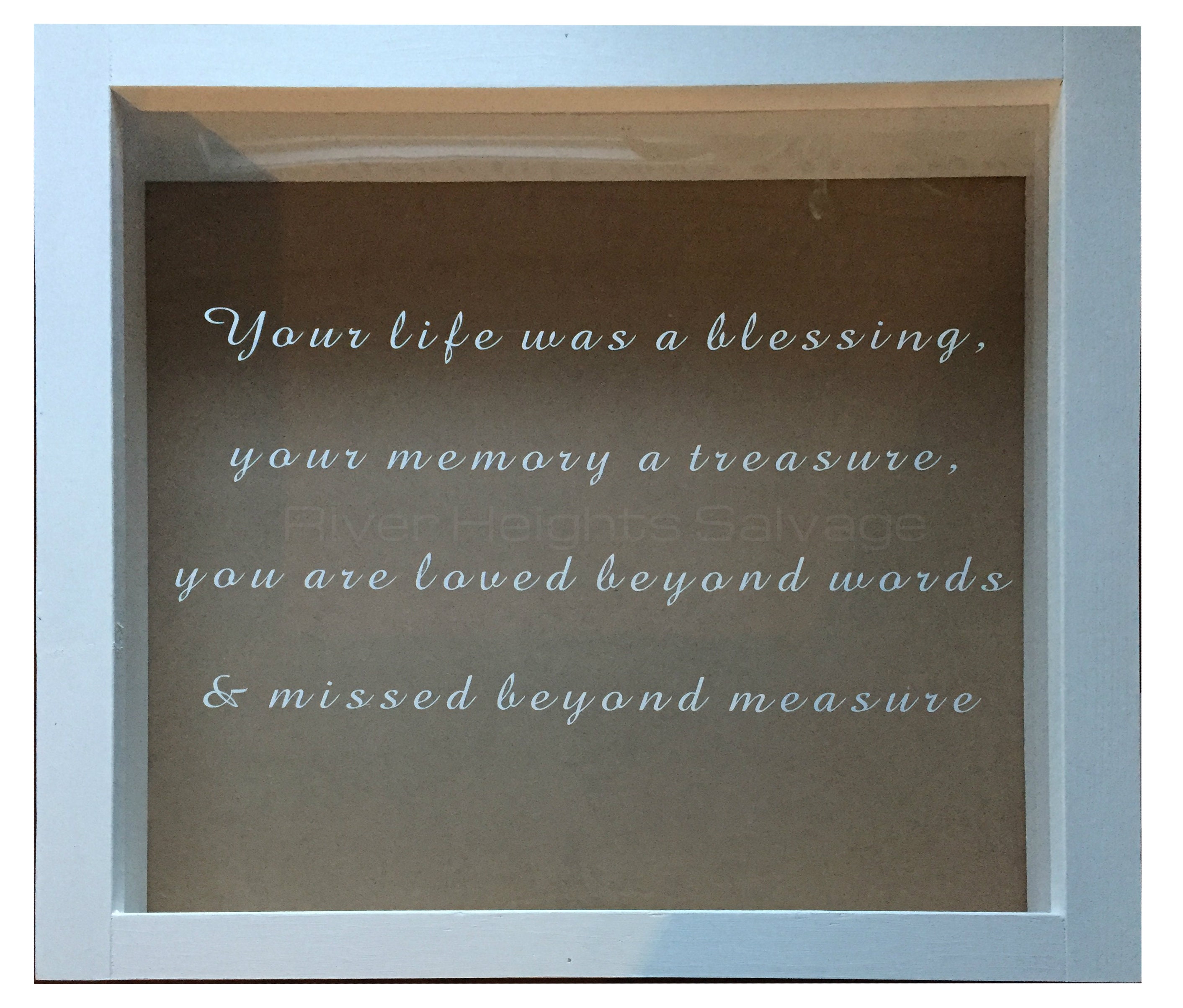 Memorial Remembrance Shadow Box 21.5 X 21.5 Rustic White Etsy Canada