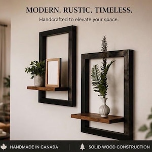 Framed Floating Shelf | Handmade Wood Picture Frame Shelf | Modern Wall Decor | Display Shelf | Rustic Modern Home Decor | Housewarming Gift