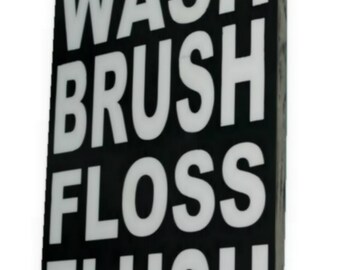 Wash Brush Floss & Flush Sign Bathroom Decor Wood Sign, Bathroom Sign Large Bathroom Sign Handmade Sign Home Decor Gift