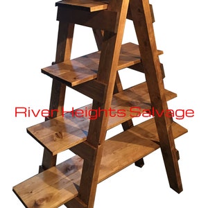 Ladder Bookcase Bookshelf Ladder Bookshelf Rustic Handmade Wooden Tiered Ladder Shelf Trending Gift Farm Decor Popular Shelving Unit