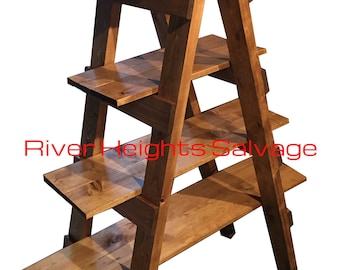 Estantería de escalera Estantería de escalera Estantería rústica de madera en niveles hecha a mano Regalo de tendencia Decoración de granja Estantería popular
