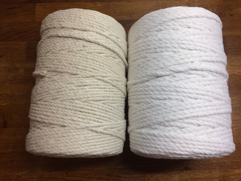 6mm x 120m Twisted Cotton Cord Macrame Cord Cotton Rope Natural Ecru or Bleached White