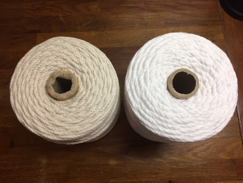 6mm x 120m Twisted Cotton Cord Macrame Cord Cotton Rope Natural Ecru or Bleached White