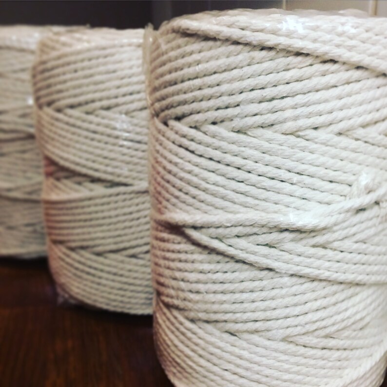 6mm x 120m Twisted Cotton Cord Macrame Cord Cotton Rope Natural Ecru or Bleached White