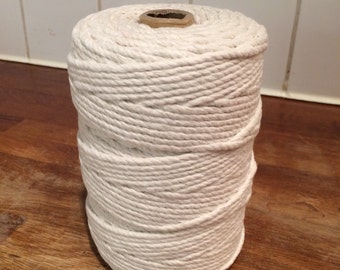 4mm x 170m Twisted Cotton Cord / Macrame Cord / Cotton Rope - Natural Ecru or Bleached White