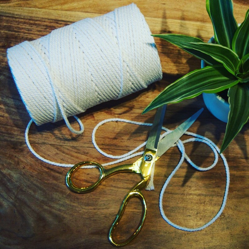 6mm x 120m Twisted Cotton Cord Macrame Cord Cotton Rope Natural Ecru or Bleached White