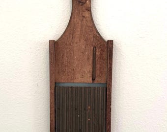 Vintage Wooden Potato Slicer Farmhouse Rustic Decor Primitive Antique Vegetable Hanging Mandolin