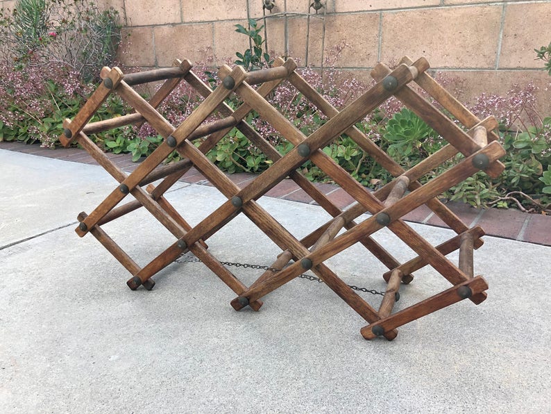 Wood Wine Rack Vintage Collapsible Wine Storage Wine Holder Etsy