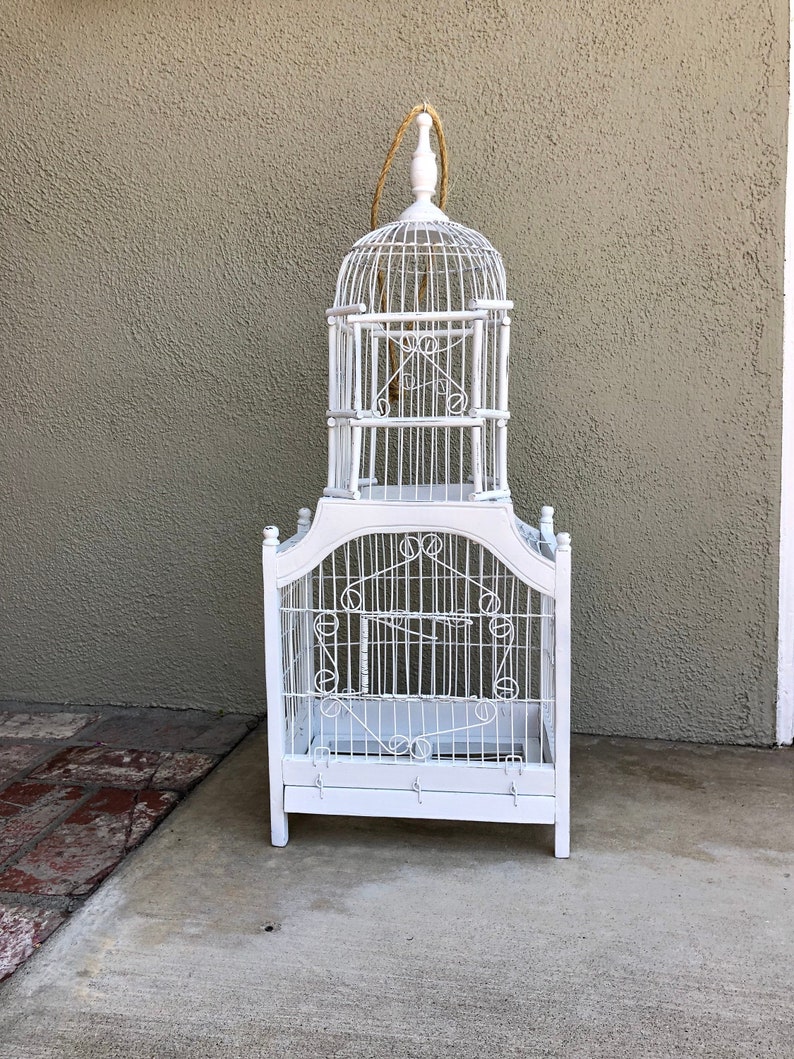 Vintage Wood Bird Cage Large White Bird Cage Wedding Card Etsy