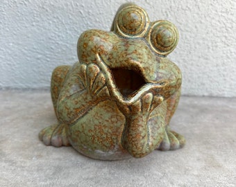 Vintage Ceramic Watering Can, Frog Watering Can, Garden Art, Outdoor Decor, Vintage Garden