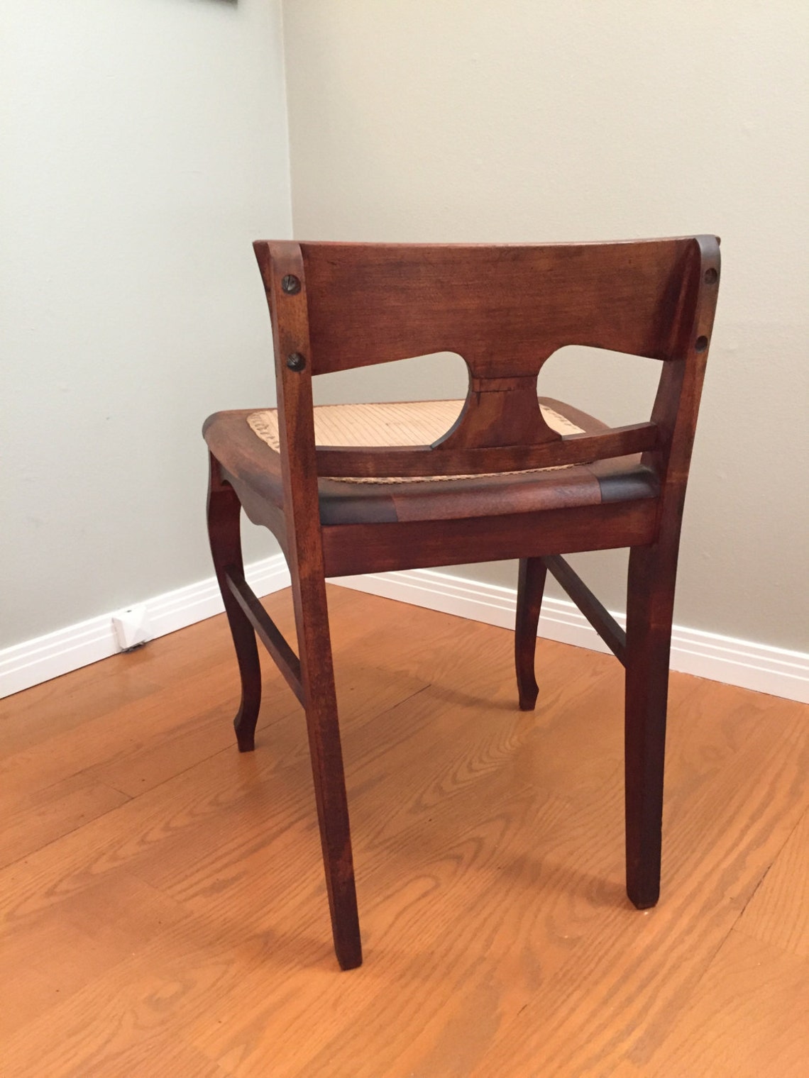 Vintage Wood Vanity Chair Antique Low Back Chair Dressing Etsy