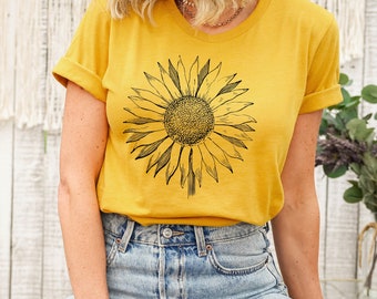 Yellow Sunflower T-shirt - Floral Tee Shirt - Flower Shirt - Garden - Sunshine - Gardener Era - Farmer  - Nature Lover - Floral - Botanical