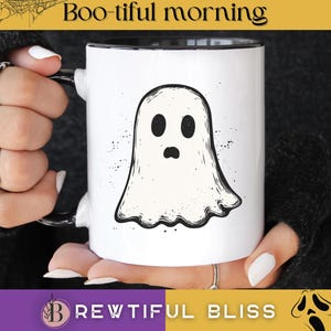 Halloween Mug, Halloween Ghost Mug, Minimalist Ghost Mug, Cute Ghost Mug, Cute Halloween Ghost Mug, Spooky And Cute Mug