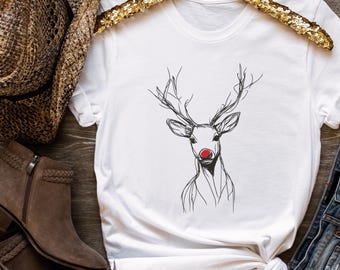Minimalist Reindeer Shirt, Short Sleeve, Winter Lover, Minimalist Christmas Shirt, Minimalist Xmas Shirt, Winter Vibes, Unisex Reindeer Tee