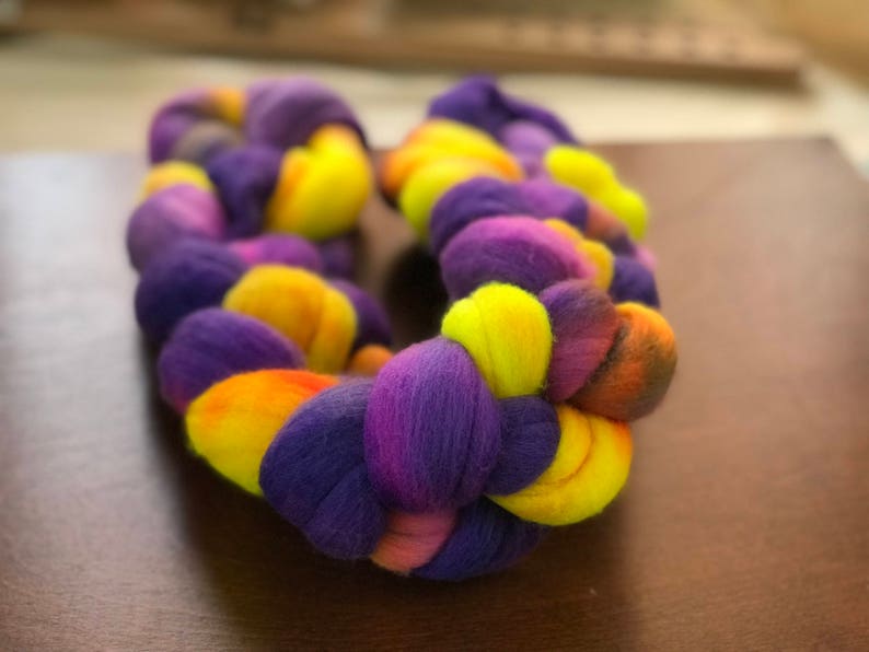 /'Baaarbara/' Hand painted roving 3.5 oz Fine Merino combed top for spinning or felting