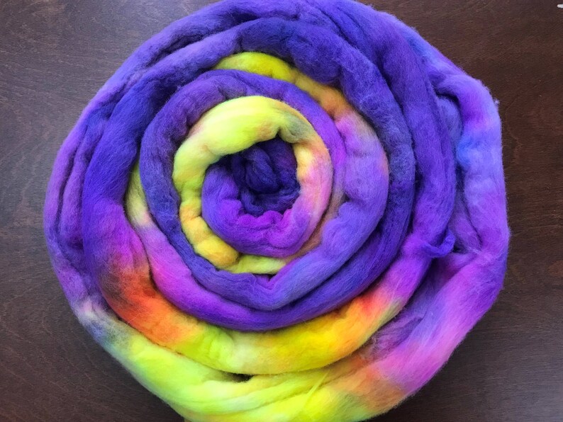 /'Baaarbara/' Hand painted roving 3.5 oz Fine Merino combed top for spinning or felting