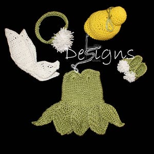 Gehaakte tinkerbell-outfit/fee/babymeisje pasgeboren baby