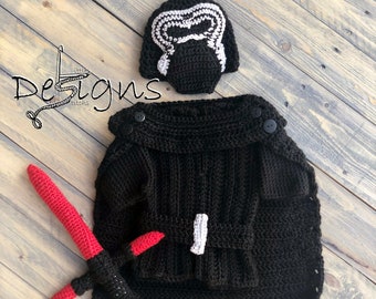 Traje de Kylo Ren para recién nacido: disfraz de crochet inspirado en Star Wars