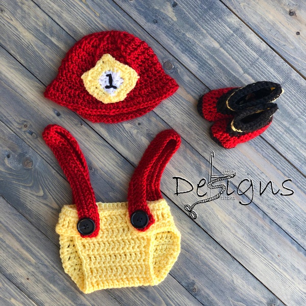 Crochet Fireman Hat Etsy