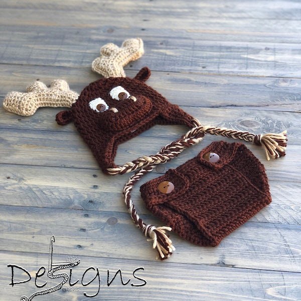 Newborn Moose Outfit/Crochet Moose Hat/Crochet Moose Outfit