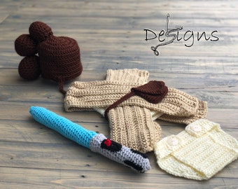 Traje de Jedi para bebé recién nacido inspirado en Star Wars: disfraz de Jedi de ganchillo