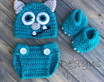 Crochet Monster Outfit, Baby Sully Costume, Newborn Photo Prop