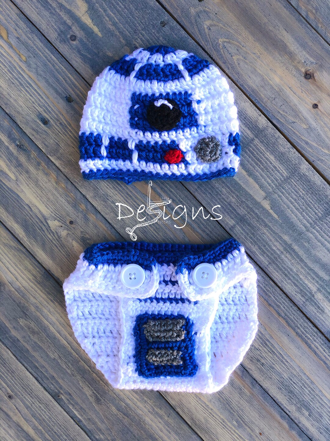 Crochet R2D2 Baby Outfit: Star Wars Inspired Hat and Diaper Cover - Etsy
