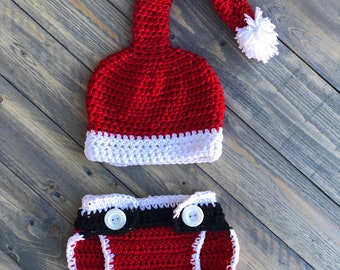 Crochet Baby Christmas Hat, Newborn Santa Hat, Christmas Baby Hat, Red and White, Santa Little Helper Outfit, Baby Boy, Baby Girl