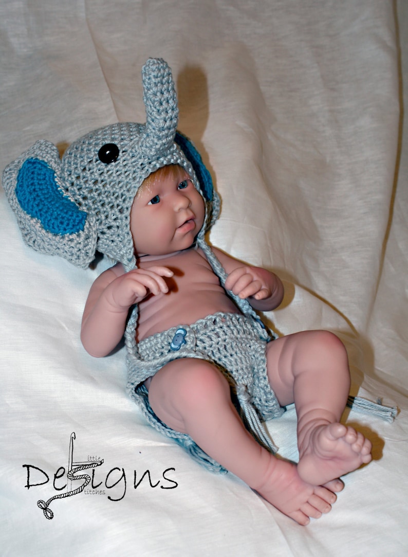 Newborn Crochet Baby Elephant Outfit/elephant/baby Girl/baby Etsy