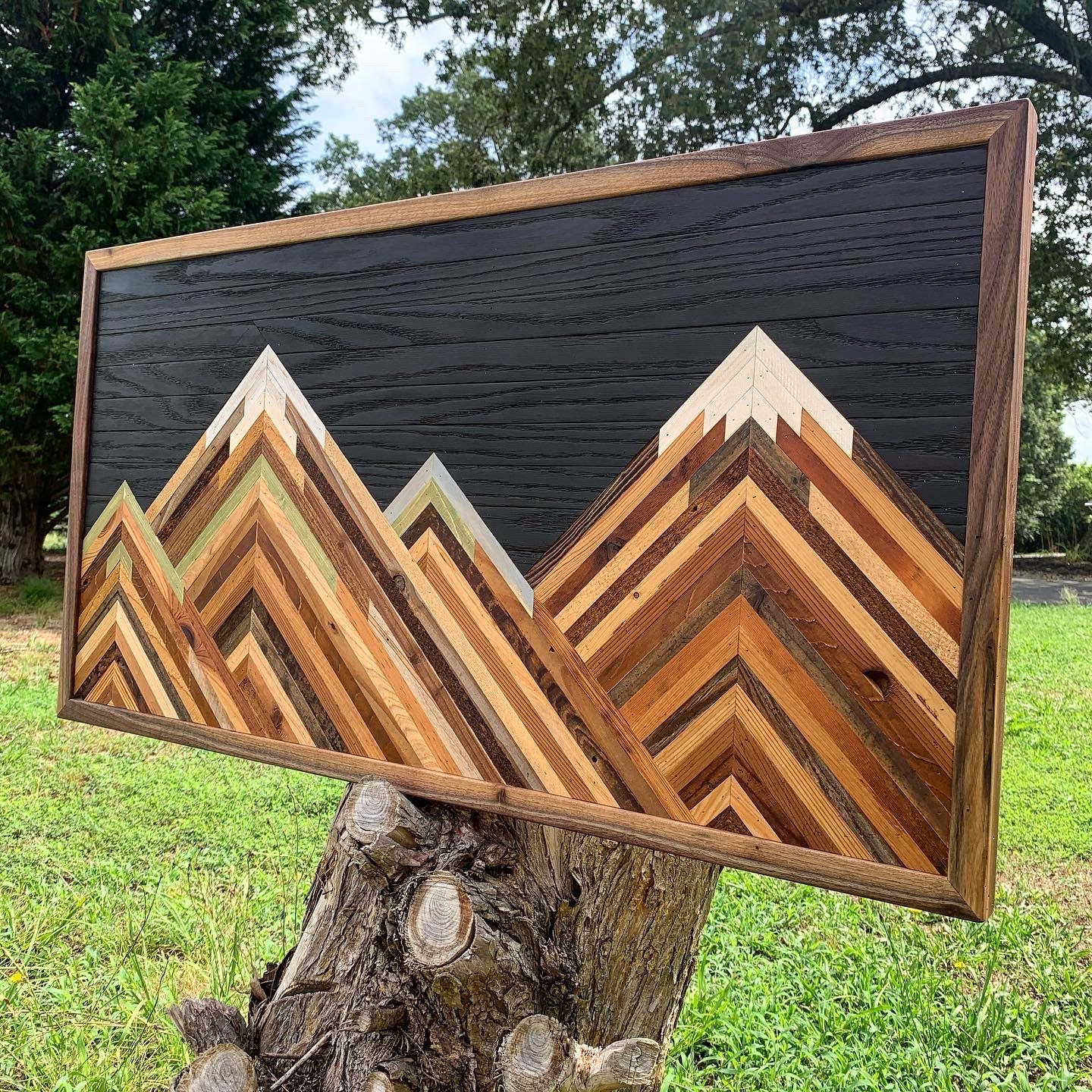 Reclaimed Wood Mountain Art Night Skies Wall Art Etsy