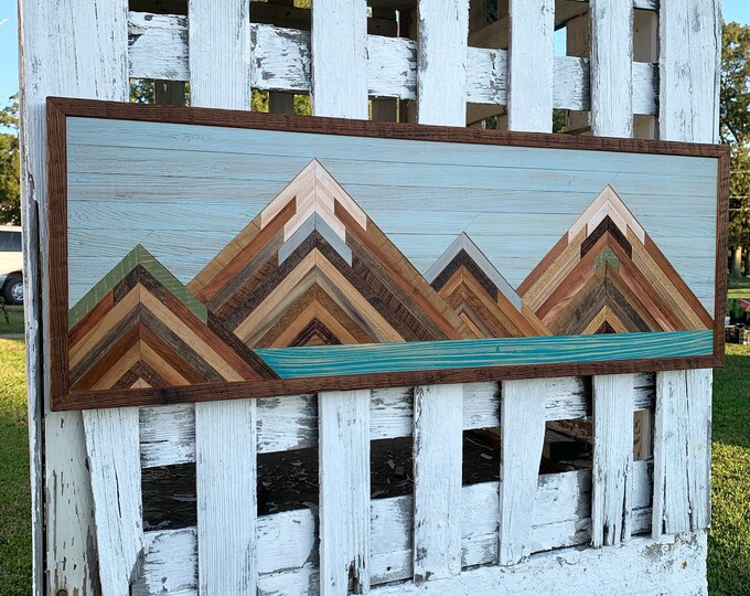 Reclaimed Wood Wall Art, Mountain Scene, Mountains, Wood Wall Art, Wall
