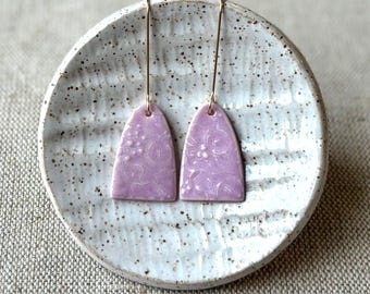 Hand Painted Porcelain Hydrangea Earrings: Gold Filled Ear Wires