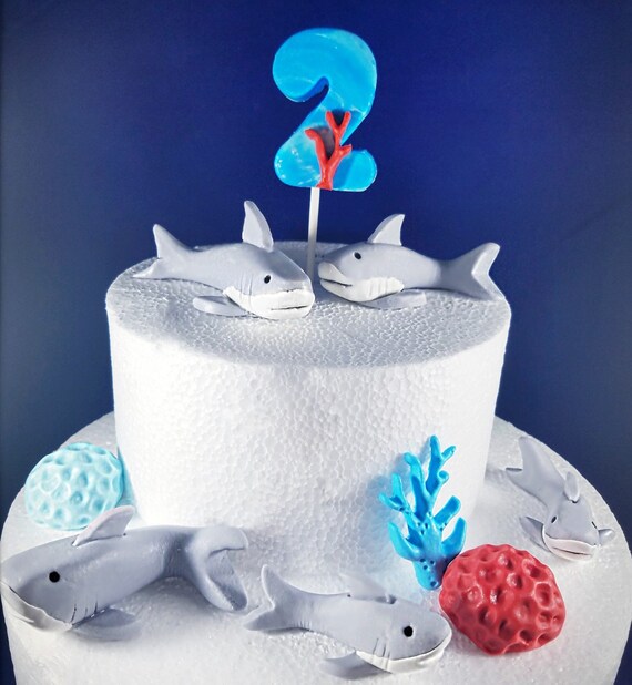 Shark Cake Toppers Fondant Shark Toppers Edible Shark Etsy