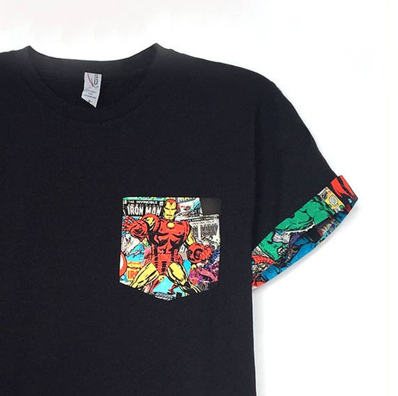 Iron Man Pocket Roll Up T Shirt Avengers T Shirt Super Hero Pocket And Roll Up Sleeves T Shirt Ironman Tee Iron Man Pocket Roll Up T Shirt Avengers T Shirt Super Hero Pocket And Roll Up Sleeves T Shirt Ironman Tee