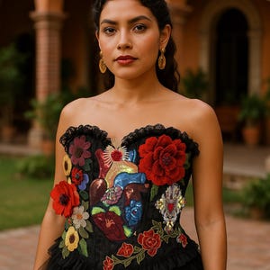 Catrina Corset Mexico Corset Day of the dead dress  Corset Black corset dia de muertos