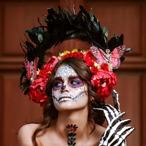 Day of the dead crown, flower headpiece, Mexican flower crown, Dia de los muertos headpiece, floral crown