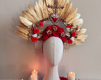 Catrina crown, day of the dead crown, halo crown, floral crown, halloween costume