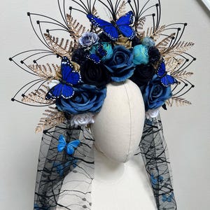 Catrina-kroon, dag van de dodenkroon, halokroon, bloemenkroon, halloweenkostuum, Catrina-zendspoel