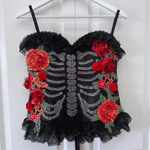 Catrina Corset Mexico Corset Day of the dead dress  Corset Black corset dia de muertos