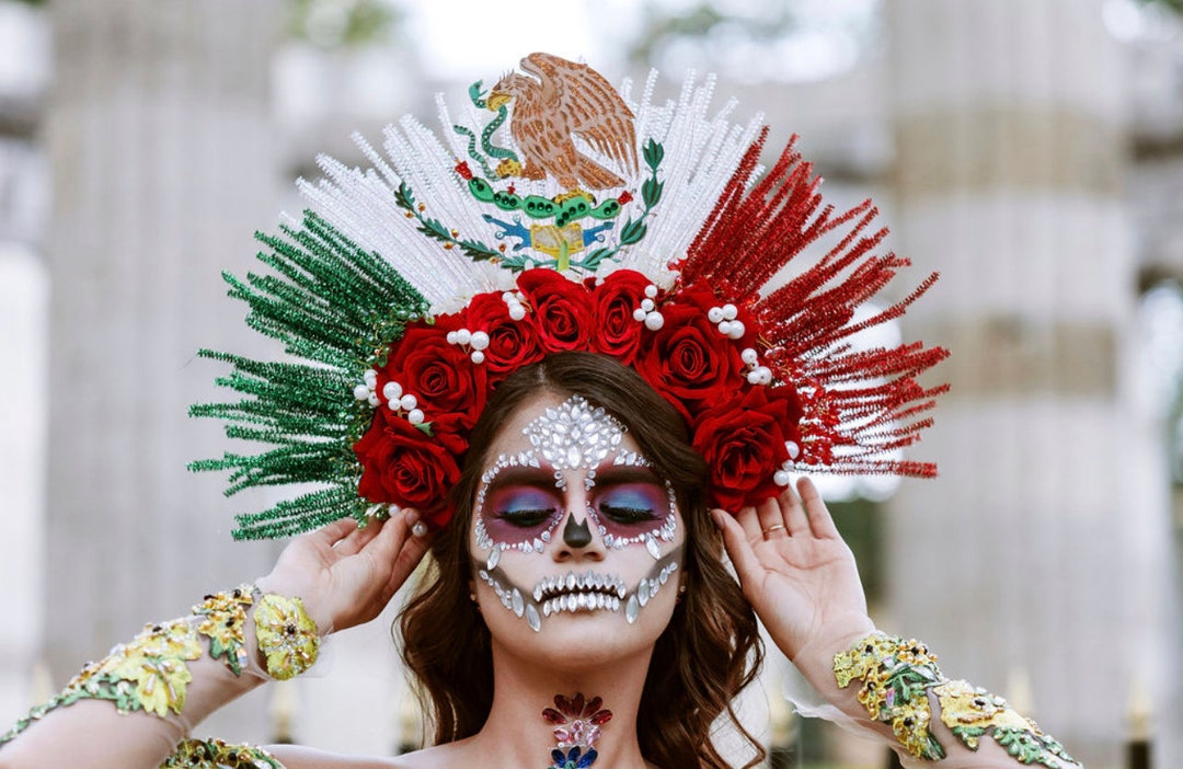 Mexico Crown, Day of the Dead Crown, Flower Headpiece, Mexican Flower Crown, Dia De Los Muertos