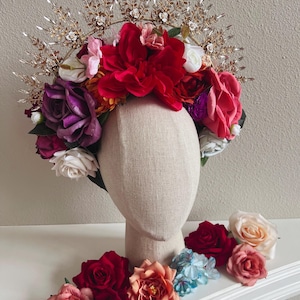 Frida Khalo headpiece,Ready to Ship, Mexico headpiece, catrinas headpiece, floral headpiece, bridal accesories